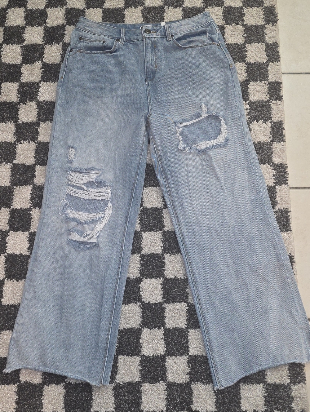 Light Blue Distressed Wide-Leg Women’s Jeans